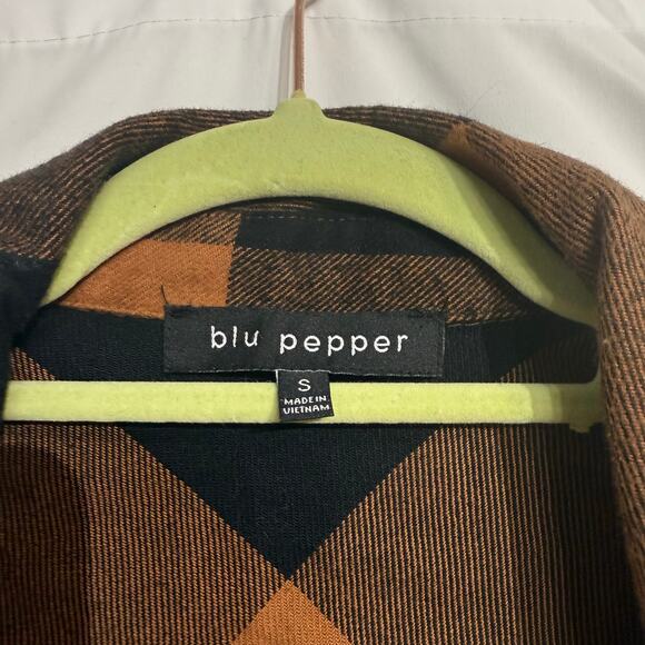 Blu Pepper Orange Plaid Buffalo Print Shacket Sz S - Picture 6 of 14